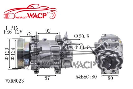 12V 6PK SD7V16 Compresor de CA para automóviles para Renault Duster Clio Megane Nissan WXRN023