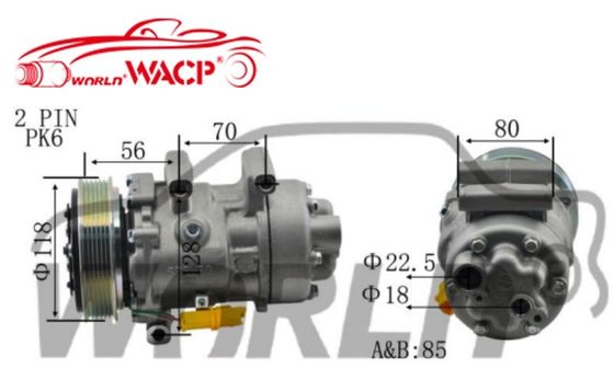1444 6V12 6PK Compresor para vehículos Aire acondicionado para automóviles 12V Para Peugeot307 1.6 WXPG044