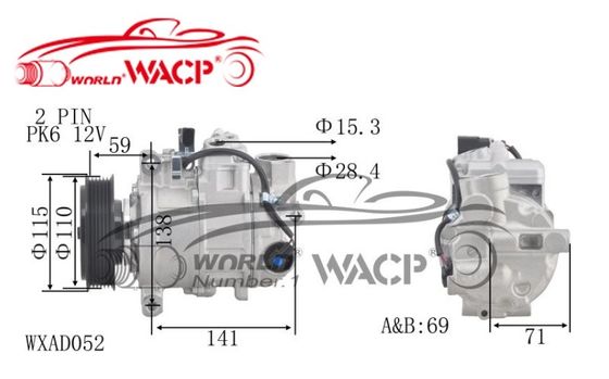 6SEU Compresor de CA para automóviles 8K0260805J 2483001600 para Audi A4/A5/A6/Q5 2003-2017 WXAD052